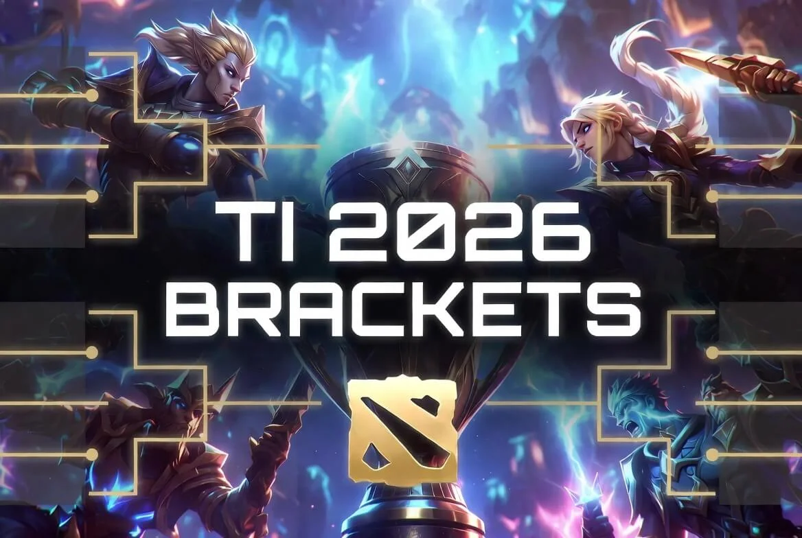 TI 2026 bracket and standings board for the Dota 2 Shanghai playoffs