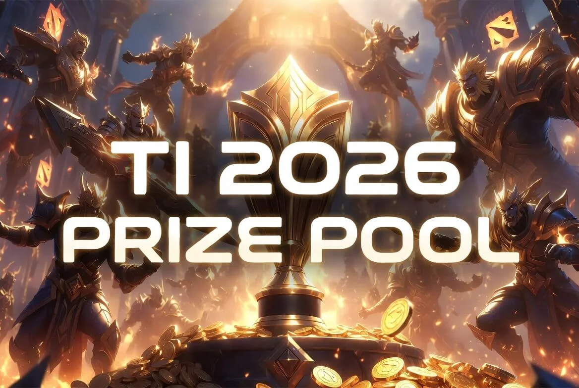 TI 2026 prize pool graphic showing the confirmed base prize money for the Aegis